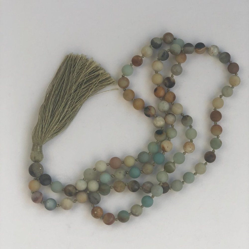 Amazonite Mala Bead Necklace Yogi Boho Wellness Meditation Healing Spiritual - Picture 8 of 10